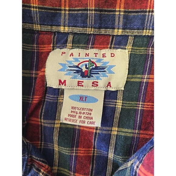 Mesa Western Plaid Short Sleeve Shirt Menswear Cowboy Ranch XLT Pearl Snap - Picture 5 of 6